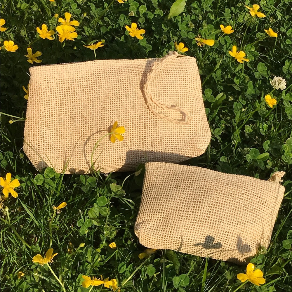 NWOT Set of Two Small Woven Pouches